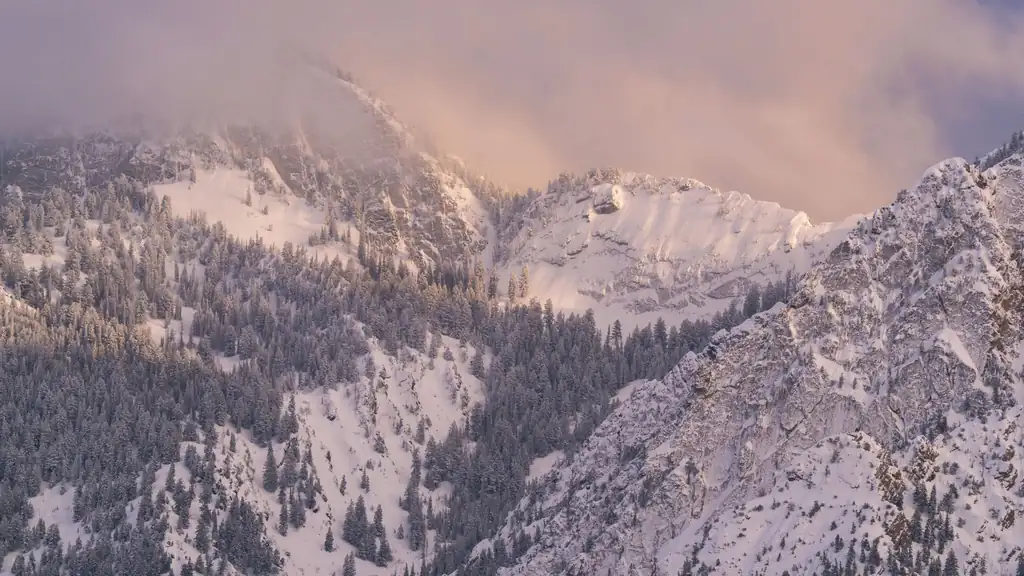 Snow-capped Wasatch Mountains at sunset. Illustrative photo for Heated Driveways & Snow-Melt in Kamas Valley